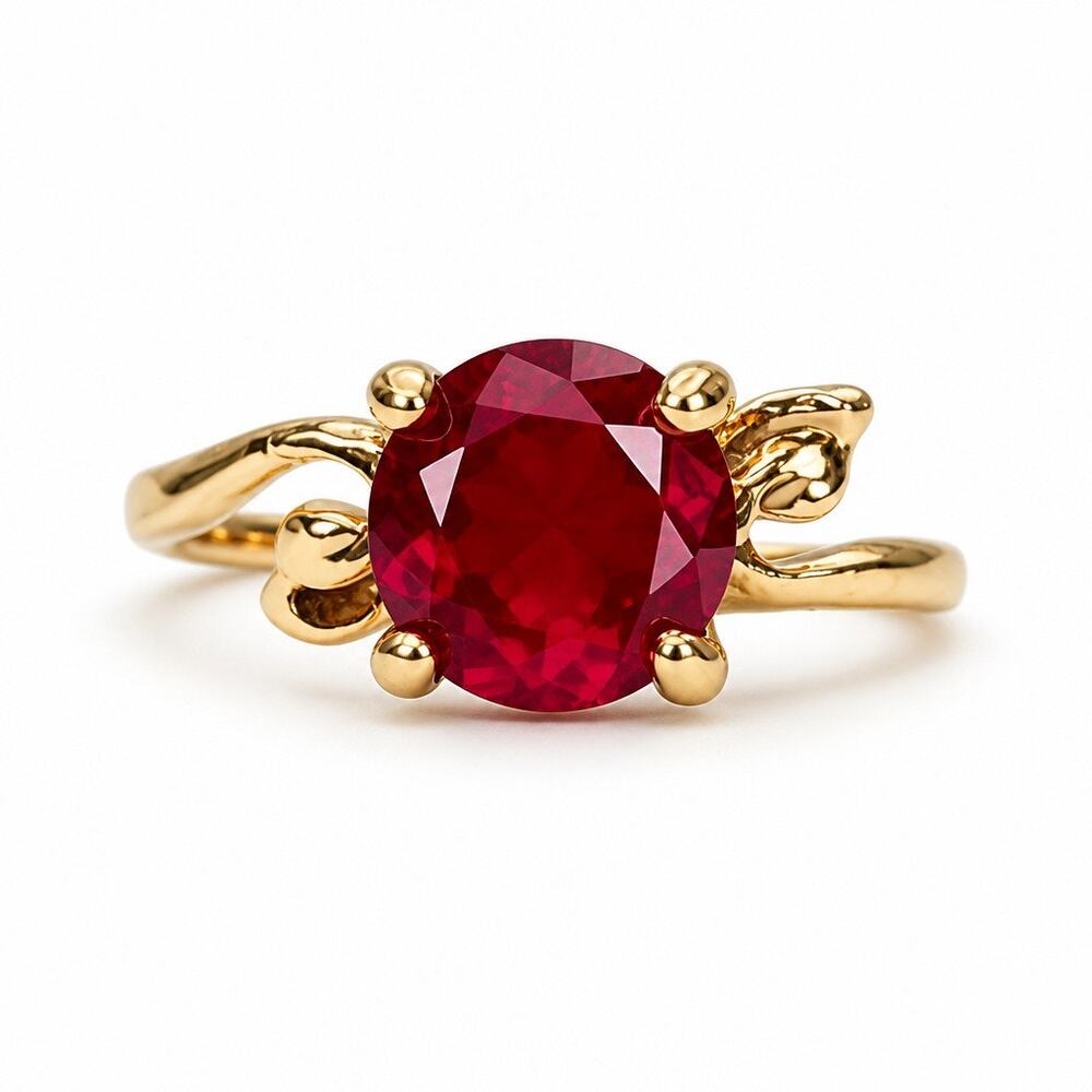 The "Scarlet Ribbon" Ruby Red Solitaire Ring - Sz 6.5